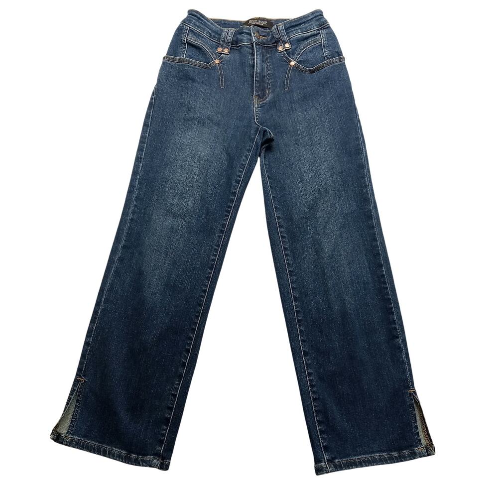 Judy Blue Crop Jeans 25 X 25 Women's Denim Straight Leg Mid Rise Split Ankle